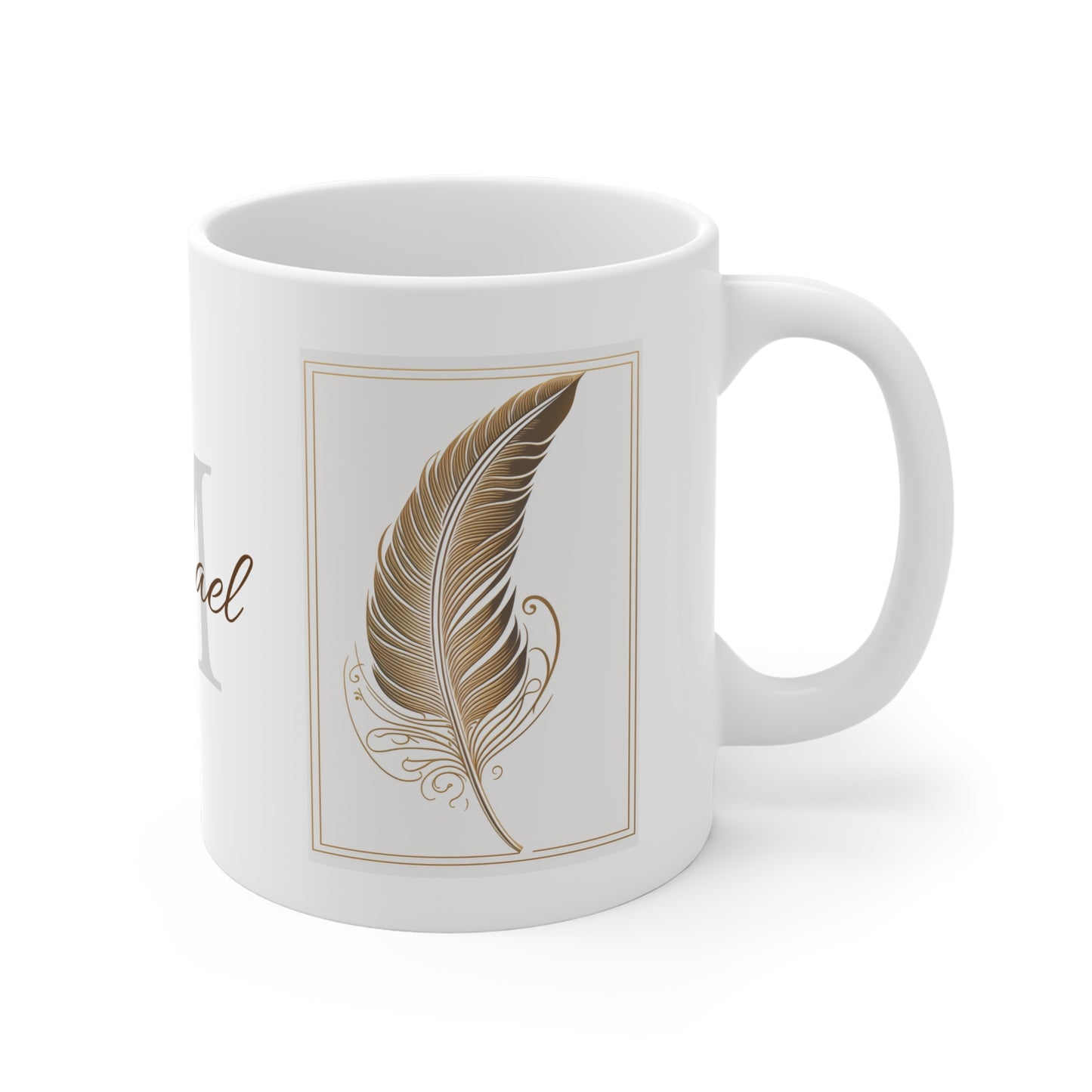 Golden Feather: Personalize It! Your Name | Ceramic Mug (Small/Medium/Large)