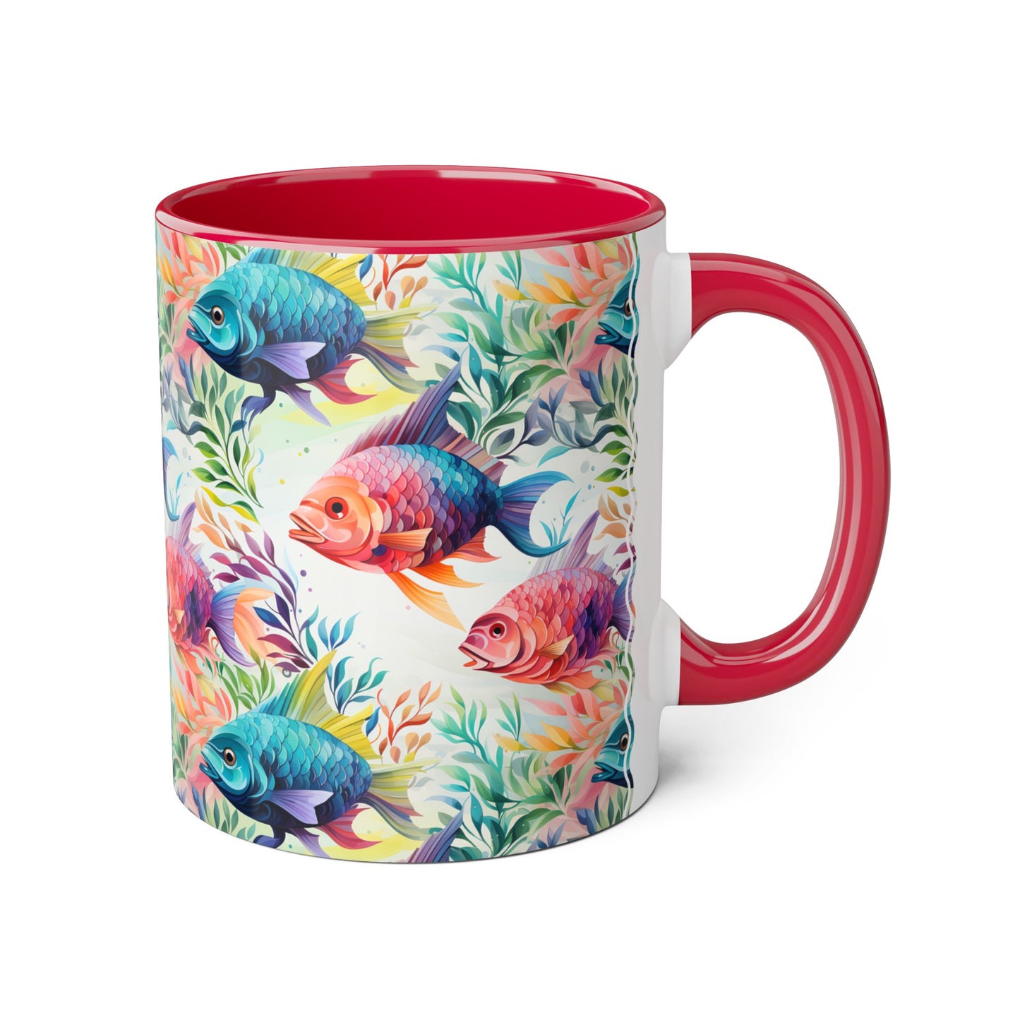 Fish Garden | Accent Mug (Small) (Light Green/Red/Yellow).