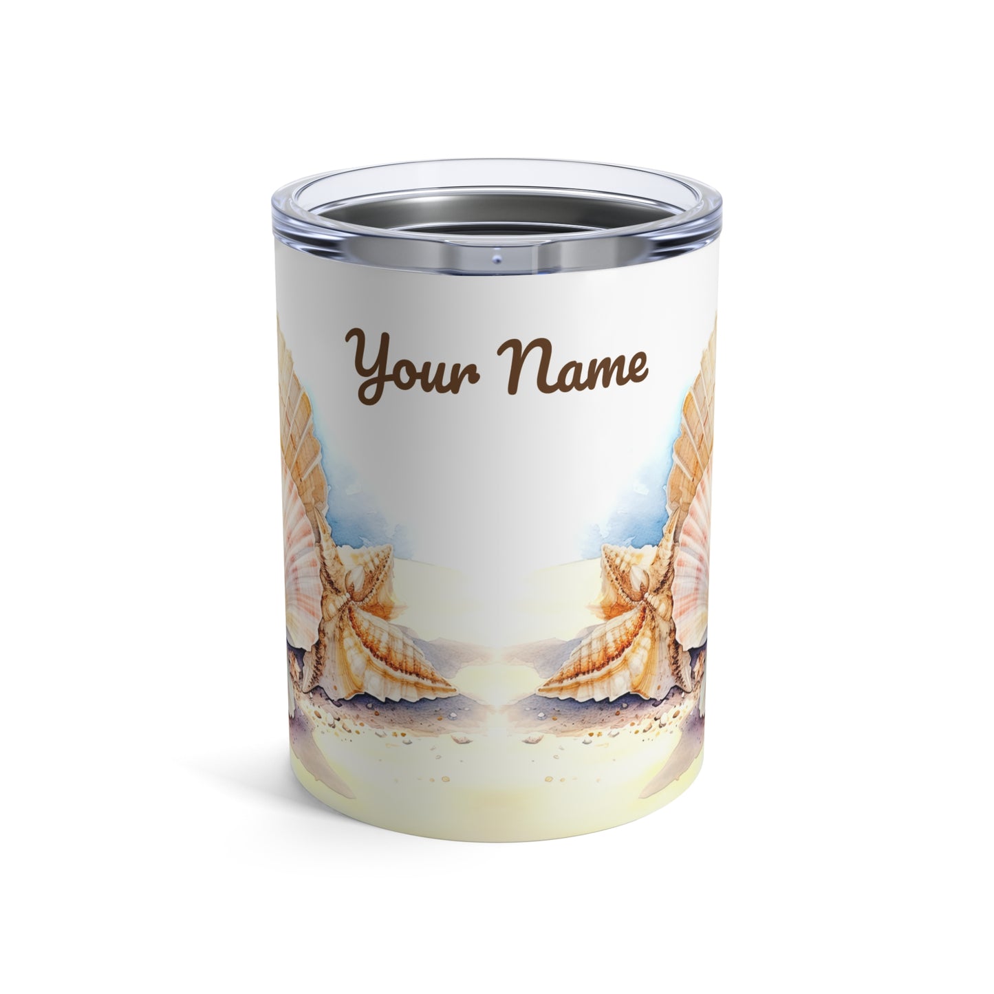 Serene Seashells Watercolor Art · Personalize It! Your Name, Font and Color | Small Tumbler