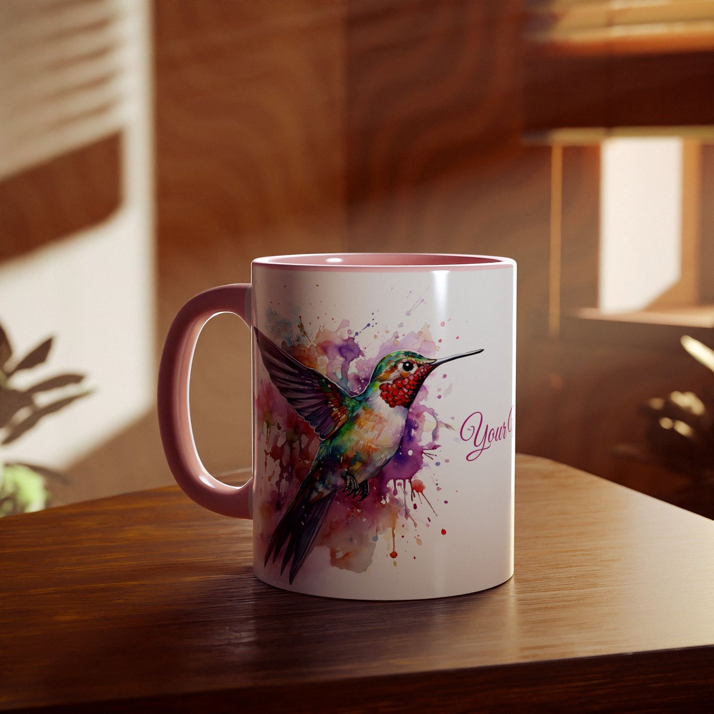 Hummingbird · Personalize It! Your Name | Accent Mug (Small) (Black/Blue/Light Green/Pink/Red/Yellow).