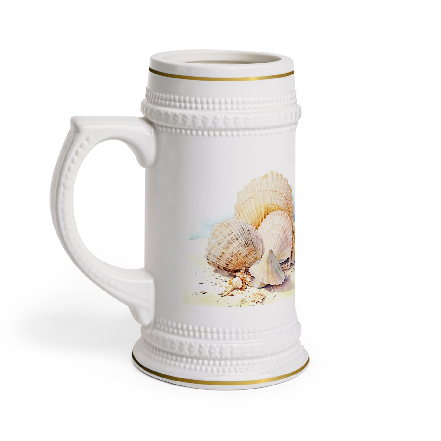 Serene Seashells Watercolor Art: Personalize It! Your Name, Font and Color | Stein Mug 🇺🇸