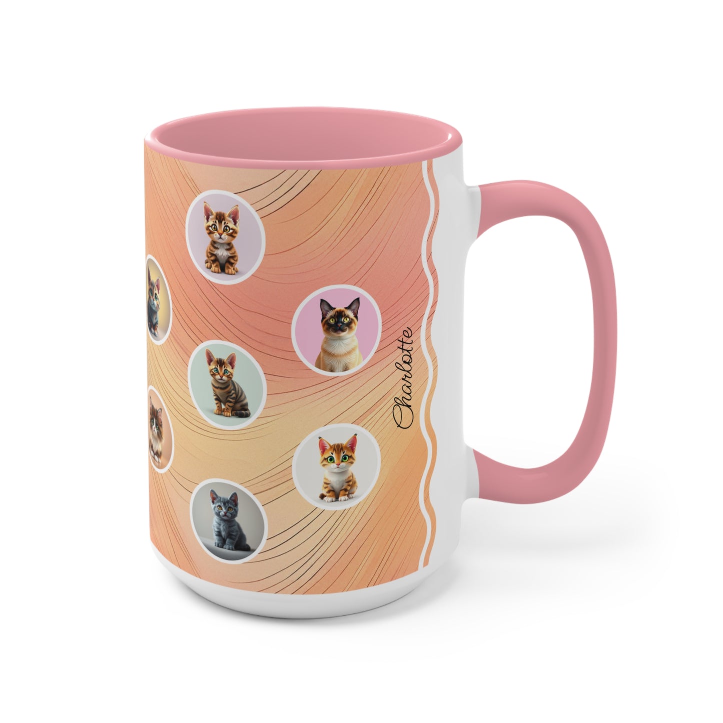 Catmosphere en Pêche: Personalize It! Your Name | Accent Mugs (Medium) (Pink)