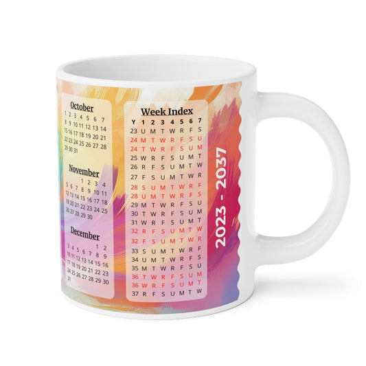 Palette of Pinks and Pastels · Calendar Mugs: 15-Year Calendar: 2023 to 2037 | Ceramic Mug (Small/Medium/Large).