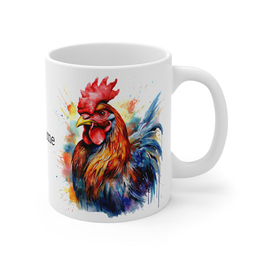 Majestic Rooster: Personalize It! Your Name and Font | Ceramic Mug (Small) 🇺🇸