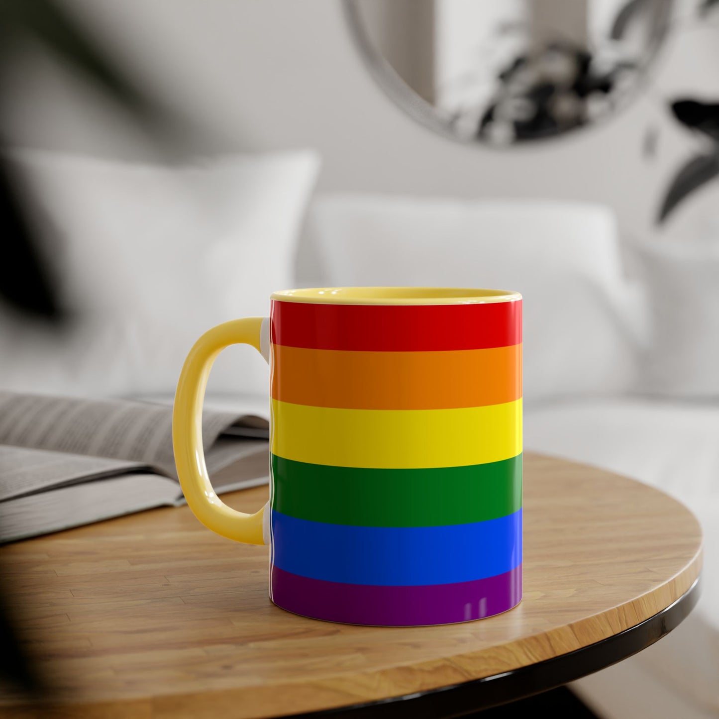 Rainbow Flag Colors | Accent Mug (Small) (Blue/Light Green/Red/Yellow).