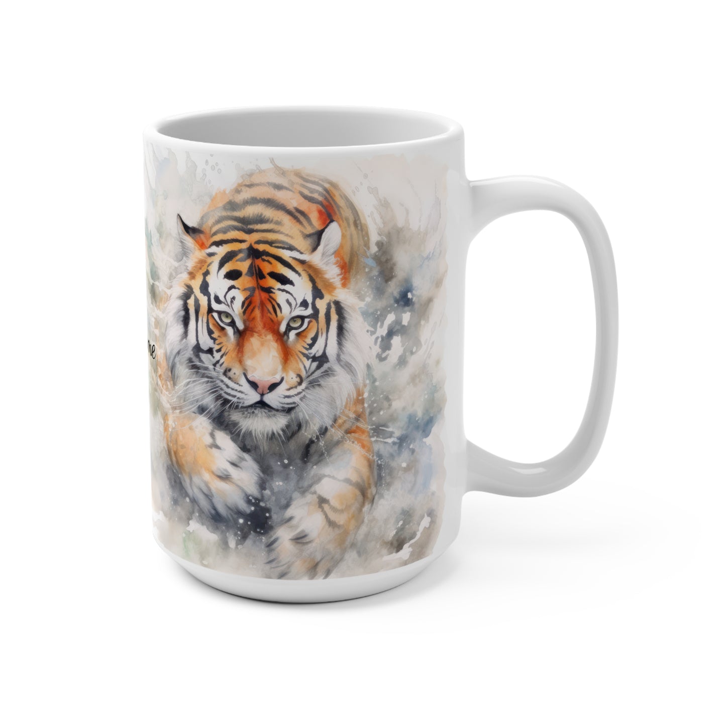 Twin Mystic Tigers: Personalize It! Your Name, Your Font | Ceramic Mug (Medium)