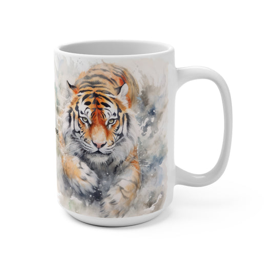 Twin Mystic Tigers: Personalize It! Your Name, Your Font | Ceramic Mug (Medium)