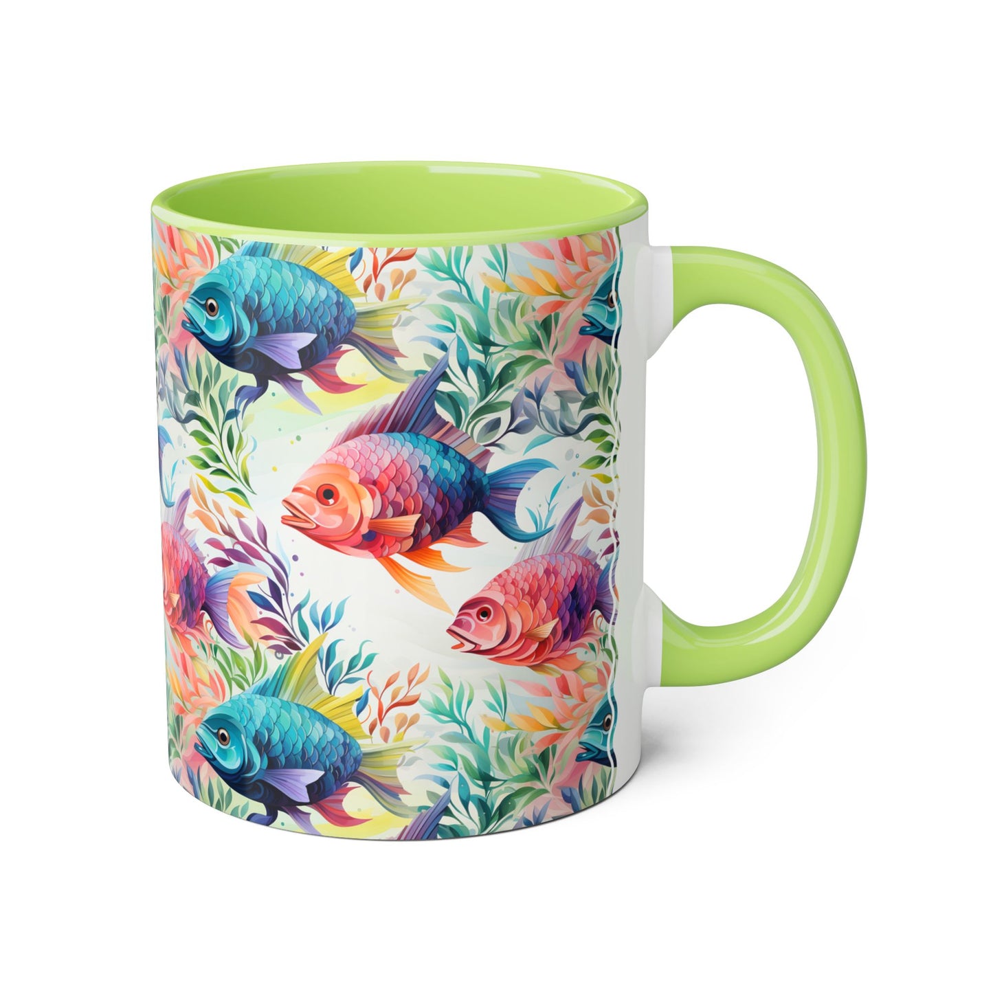 Fish Garden | Accent Mug (Small) (Light Green/Red/Yellow).