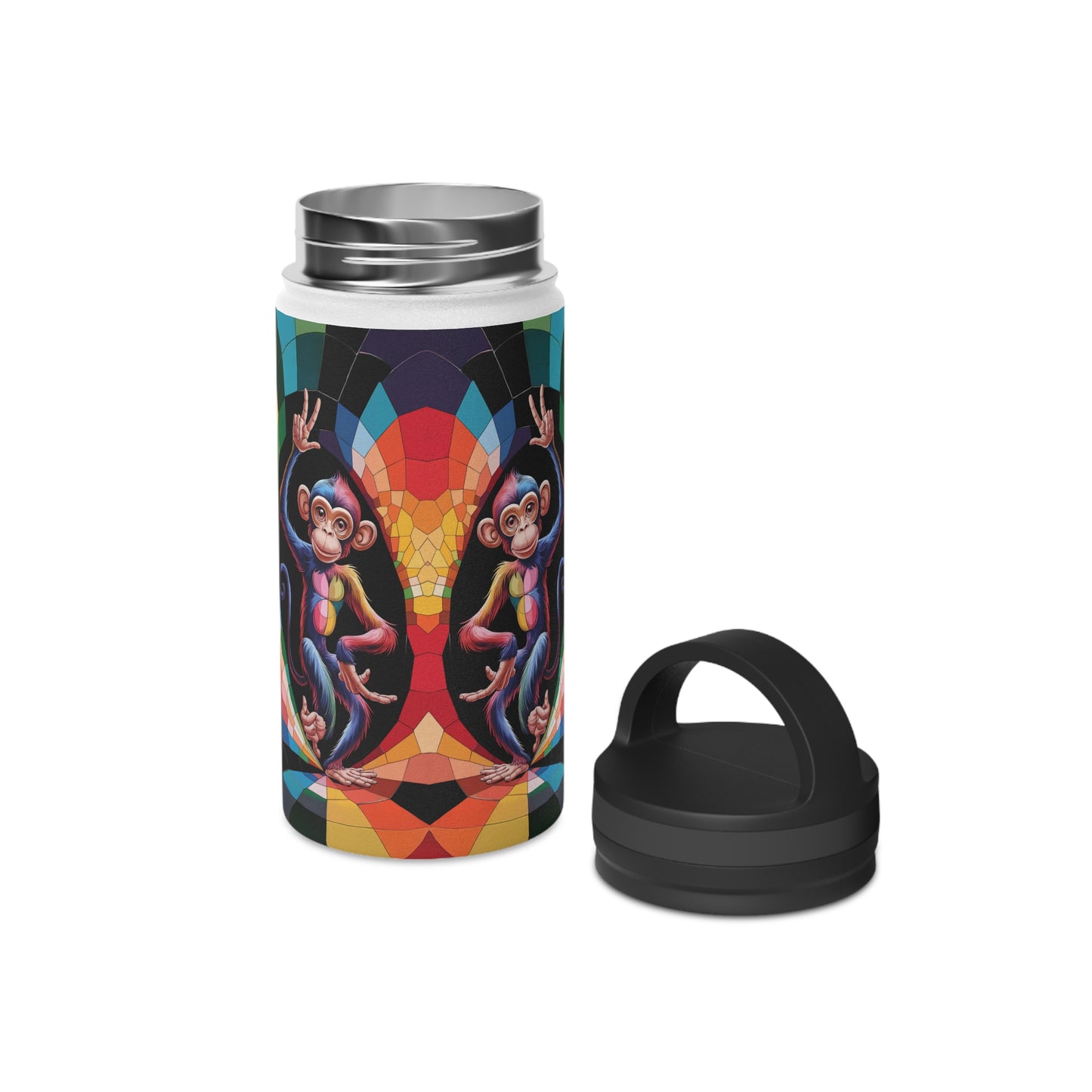 Prismatic Primate Peace | Stainless Steel Water Bottle Handle Lid (Small/Medium)