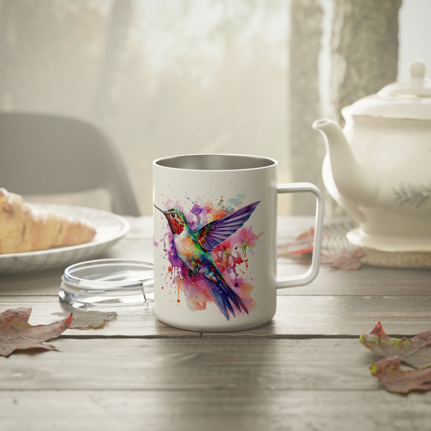 Hummingbird, Personalize It! Your Name Your Font, Insulated Coffee Mug