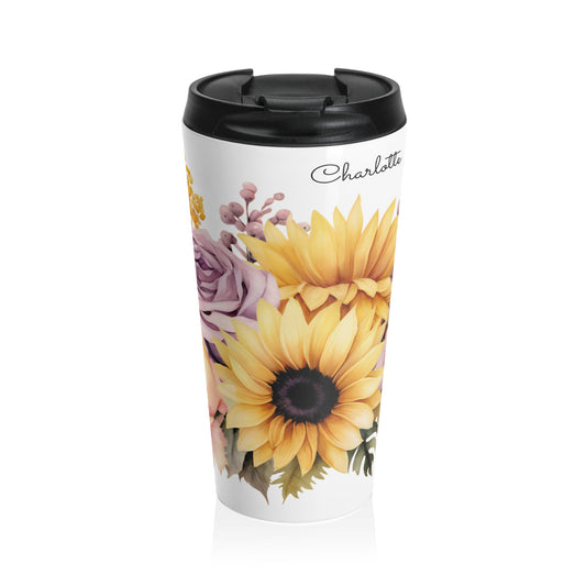 Autumn Bouquet, Personalize It! Your Name Your Font | Stainless Steel Travel Mug