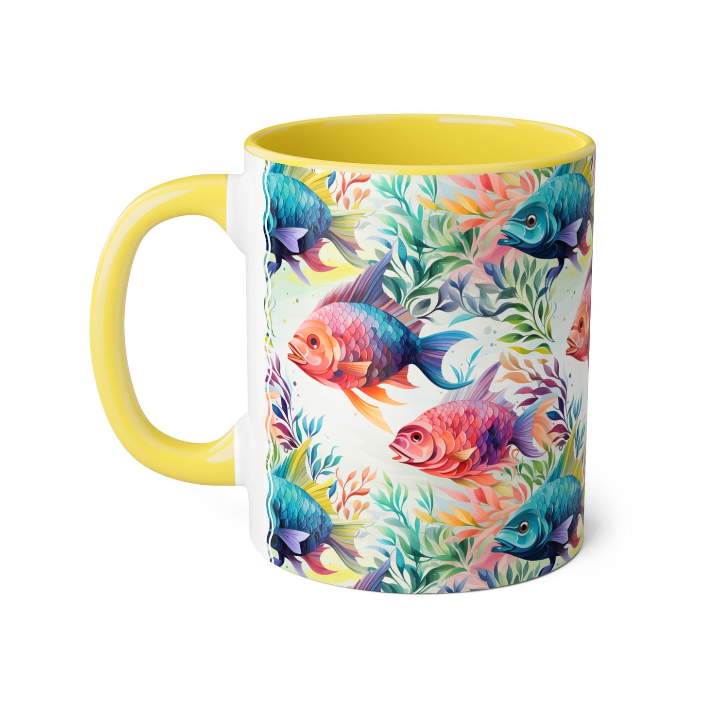 Fish Garden | Accent Mug (Small) (Light Green/Red/Yellow).