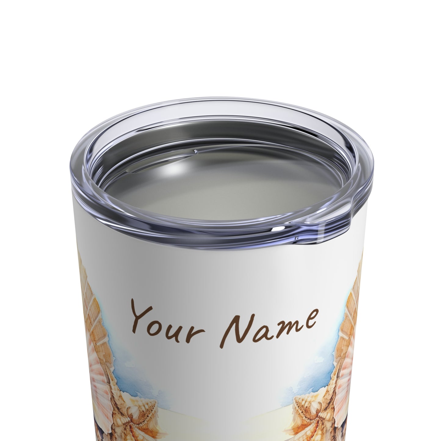 Serene Seashells Watercolor Art: Personalize It! Your Name, Font and Color | Small Tumbler 🇺🇸🇨🇦