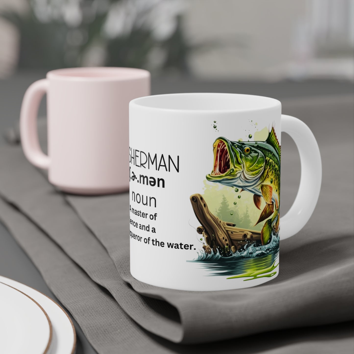 Fisherman: A Master of Patience and a Conqueror of the Water | Ceramic Mug (Large).