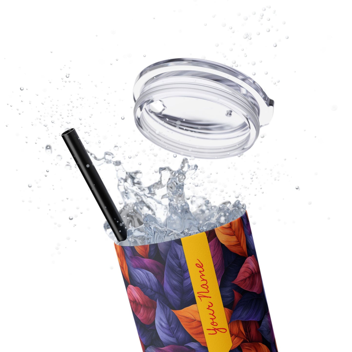 Folia Purpura · Personalize It! Your Name and Font | Skinny Tumbler with Straw (Glossy) (White) / (Matte) (Black)