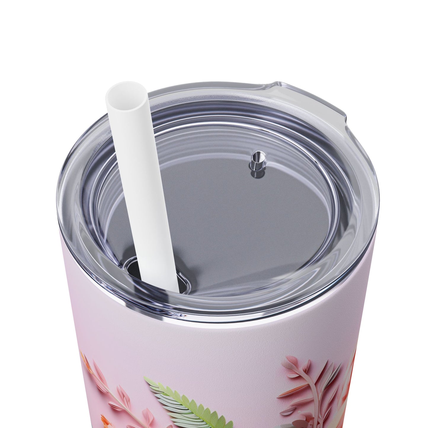 Pastel Paper Floral Dream | Skinny Tumbler with Straw