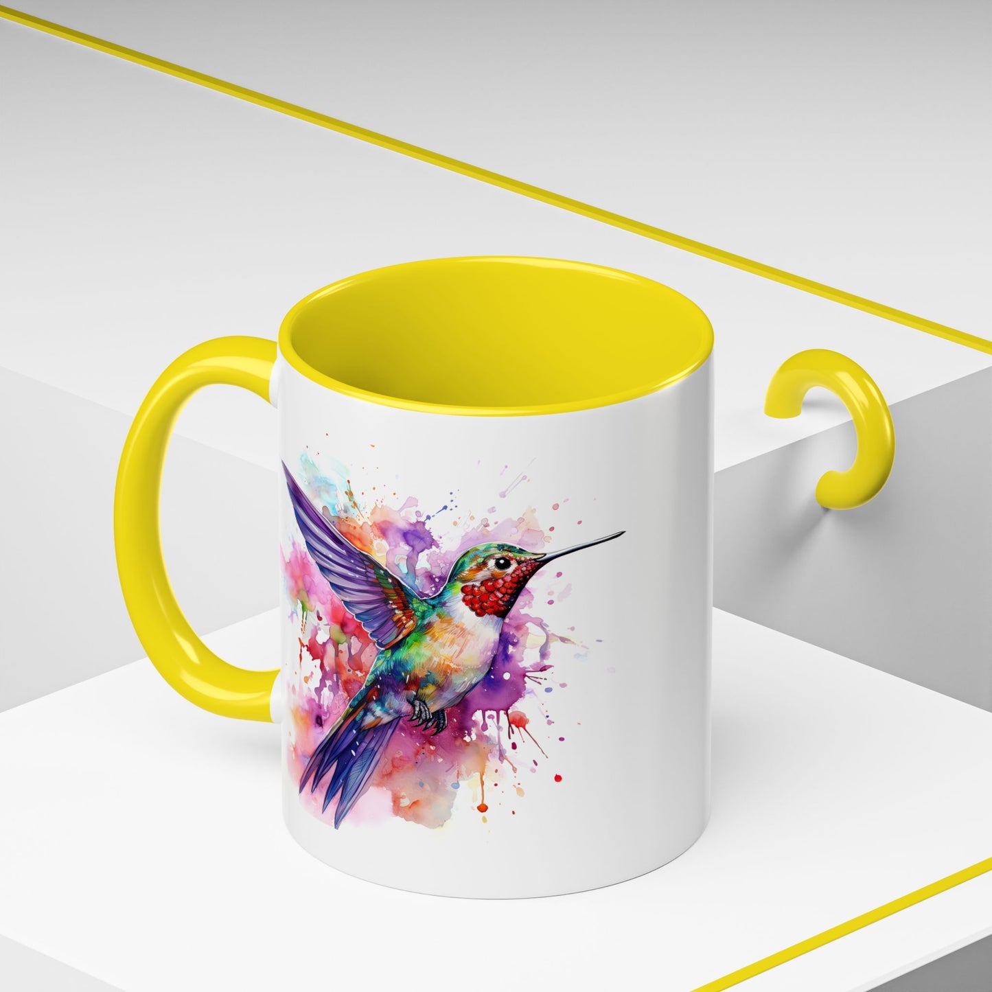 Hummingbird · Personalize It! With Your Name | Accent Mug (Small/Medium) (Black, Light Blue, Navy, Orange, Pink, Purple, Red, Yellow)