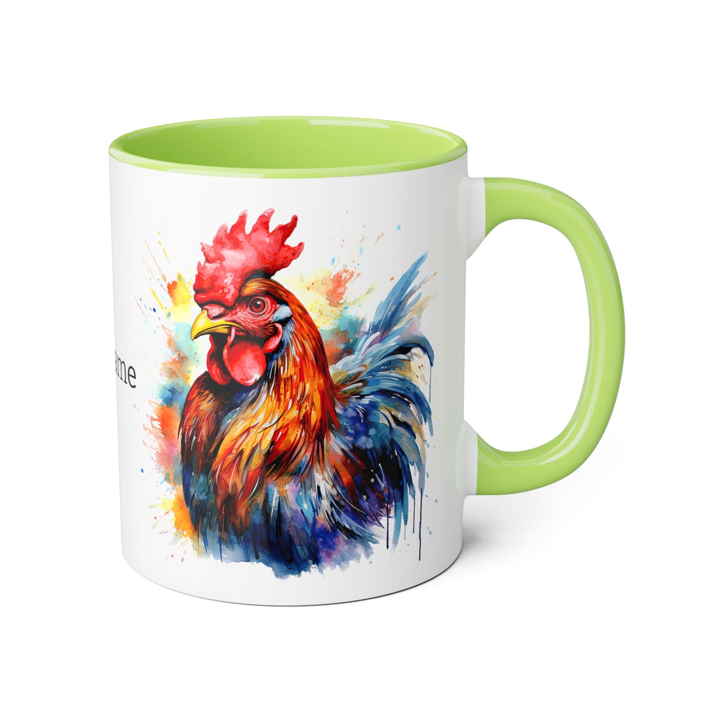 Majestic Rooster: Personalize It! Your Name and Font | Accent Mug (Small) (Black/Blue/Light Green/Pink/Red/Yellow) 🇨🇦🇺🇸