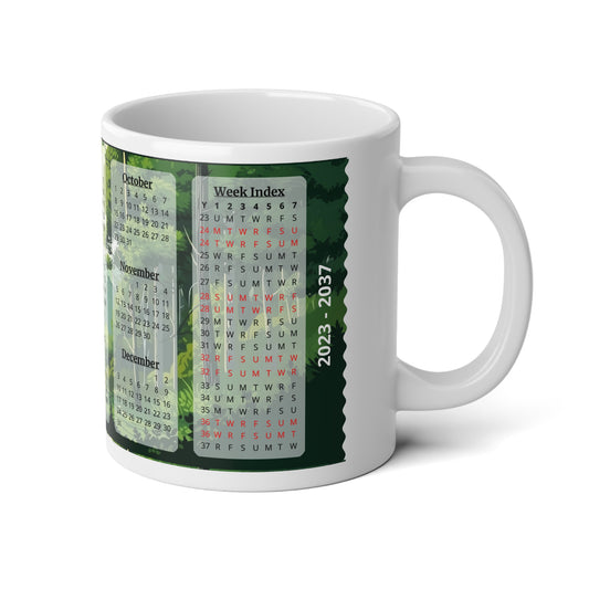 Green Forest · Calendar Mugs: 15-Year Calendar 2023 to 2037 | Ceramic Mug (Large)