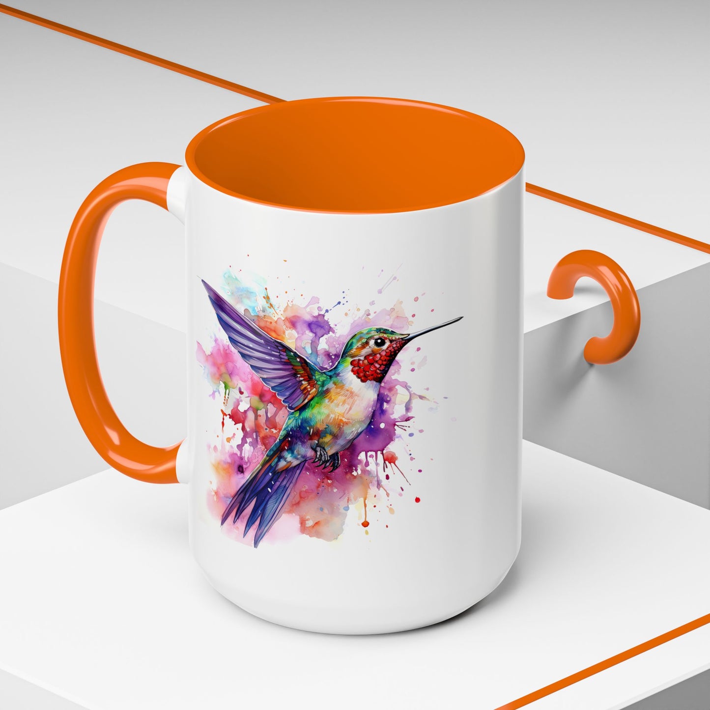 Hummingbird · Personalize It! With Your Name | Accent Mug (Small/Medium) (Black, Light Blue, Navy, Orange, Pink, Purple, Red, Yellow)