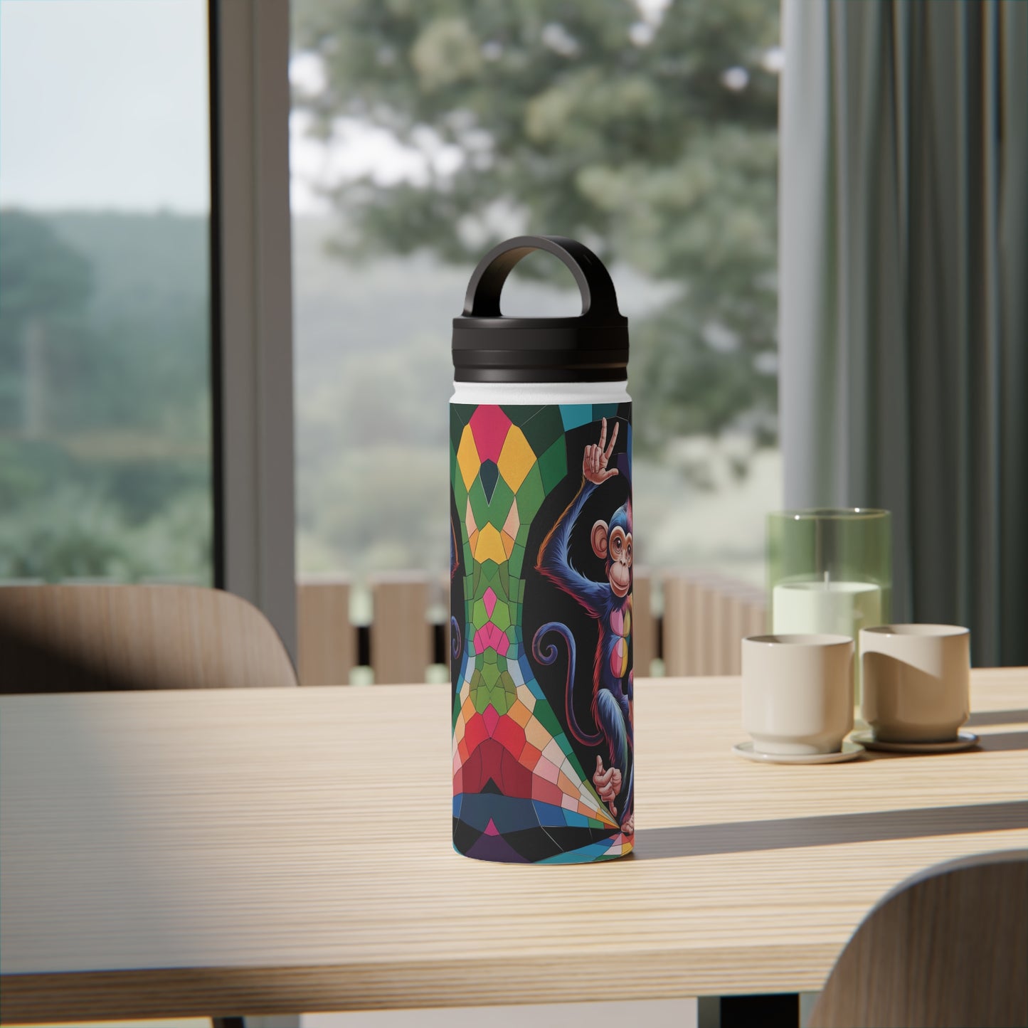 Prismatic Primate Peace | Stainless Steel Water Bottle Handle Lid (Small/Medium)