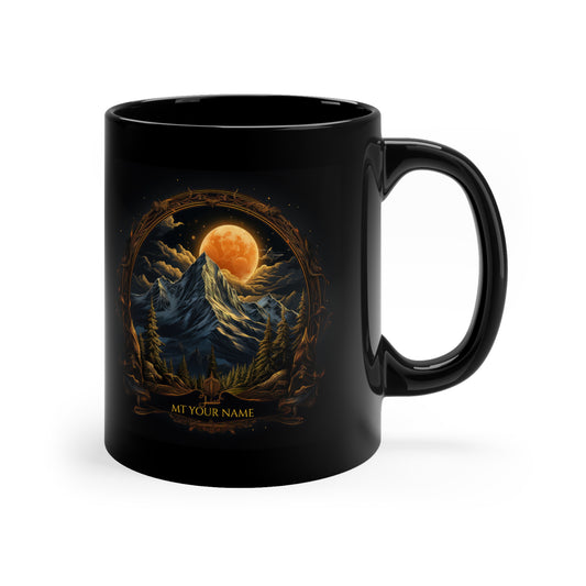 Midnight Mountain in the Moonlight, Personalize It! Your Name, Black Mug (Small)