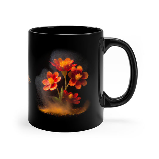 Orange Flowers in Pixie Dust · Personalize It! Your Name and Font | Black Mug (Small)