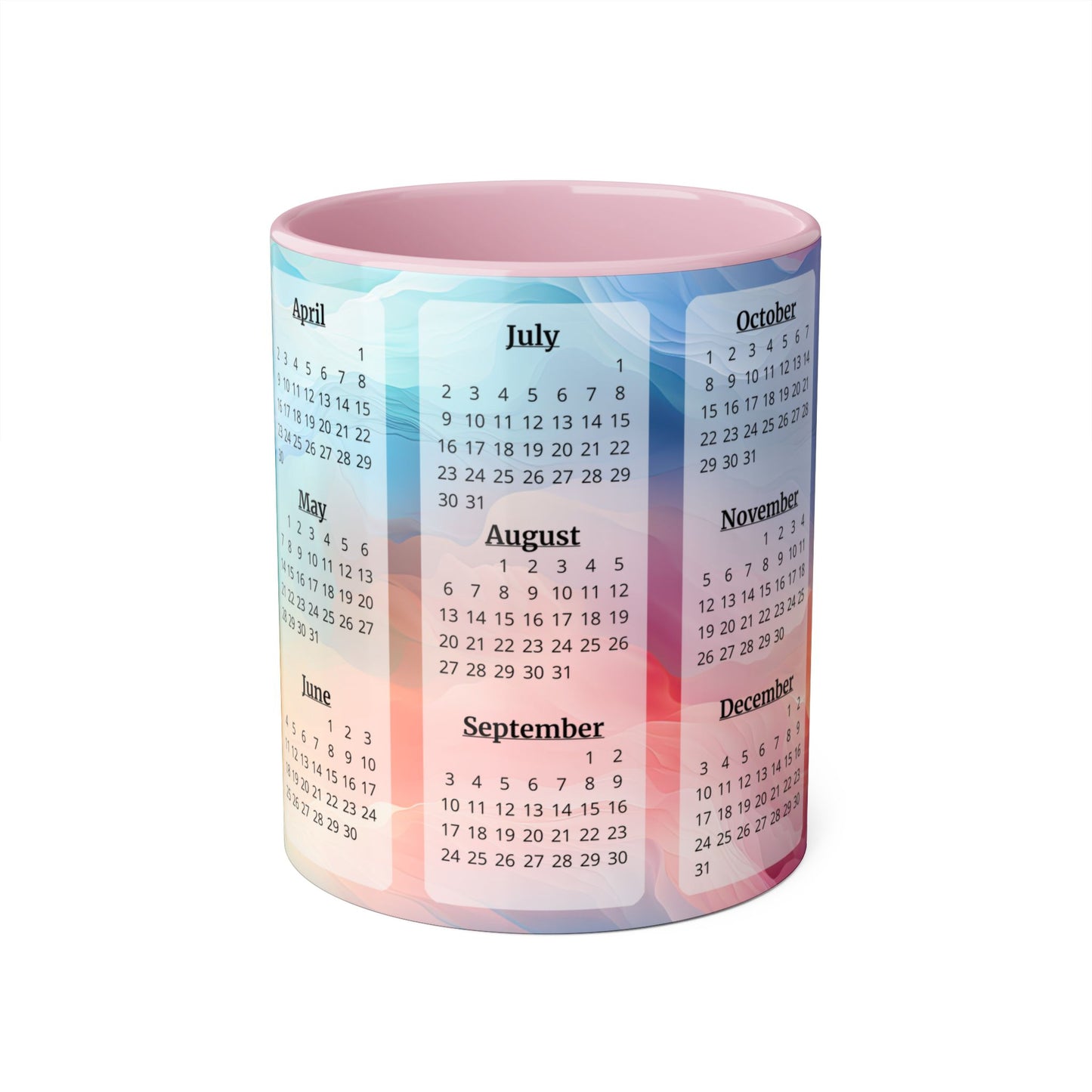 Crystal Clouds · Calendar Mugs: 15-Year Calendar 2023 to 2037 | Accent Mug (Small) (Pink/Red).