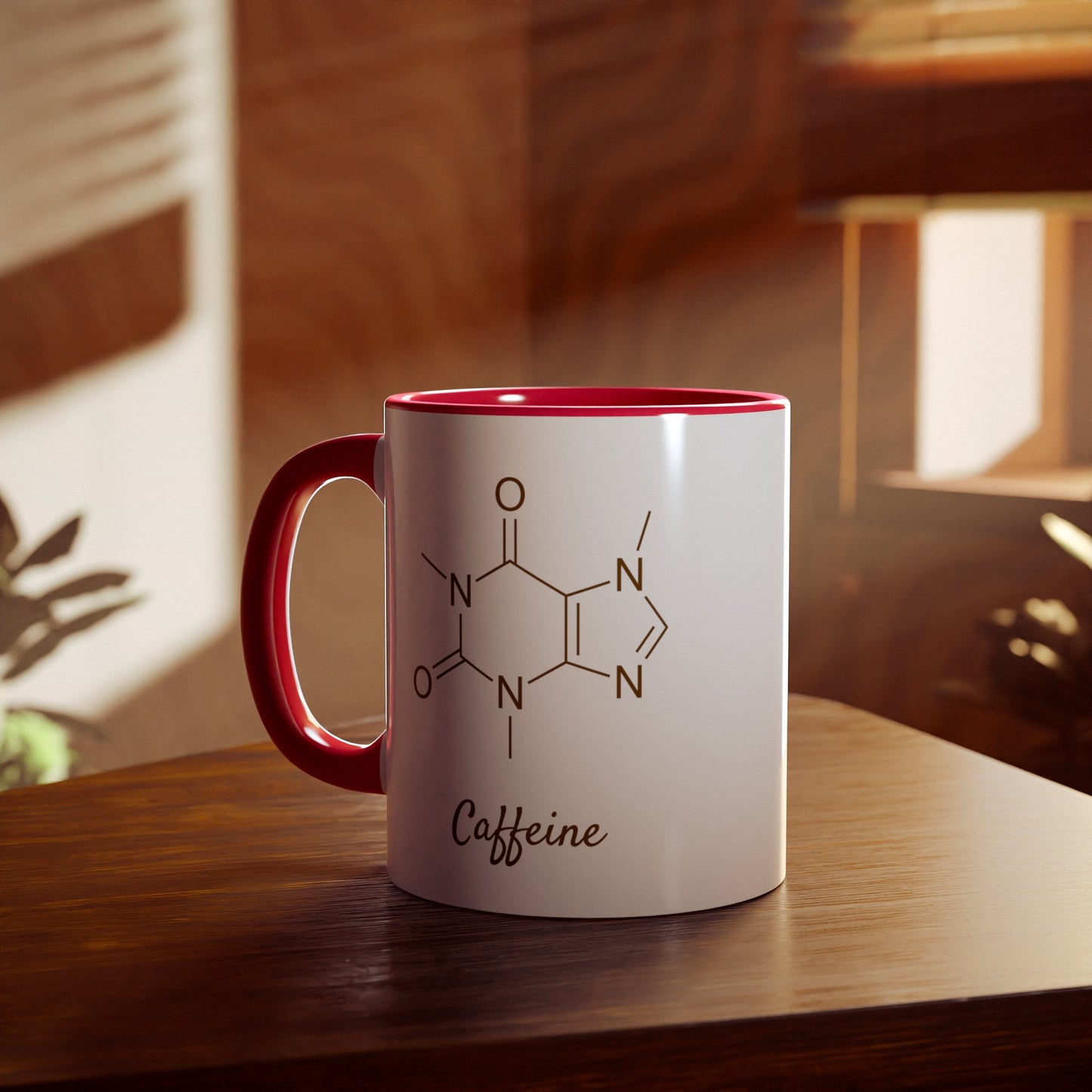 Caffeine Chemical Formula, Accent Mug (Small) (Light Green/Red)