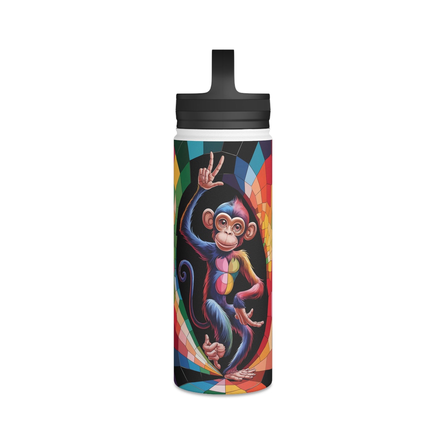 Prismatic Primate Peace | Stainless Steel Water Bottle Handle Lid (Small/Medium)