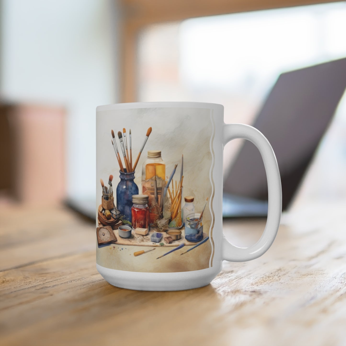 Artist's Painting Tools, Personalize It! Your Name, Ceramic Mug (Medium)