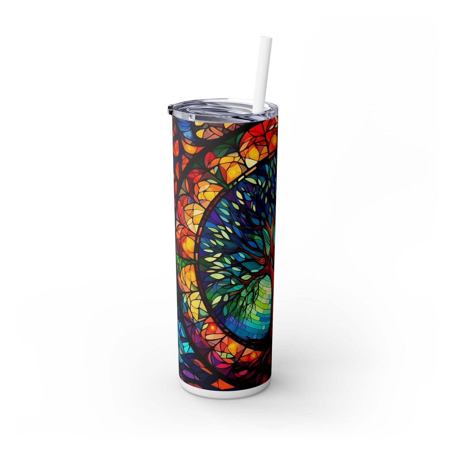 Tree of Life in Stained Glass | Skinny Tumbler with Straw