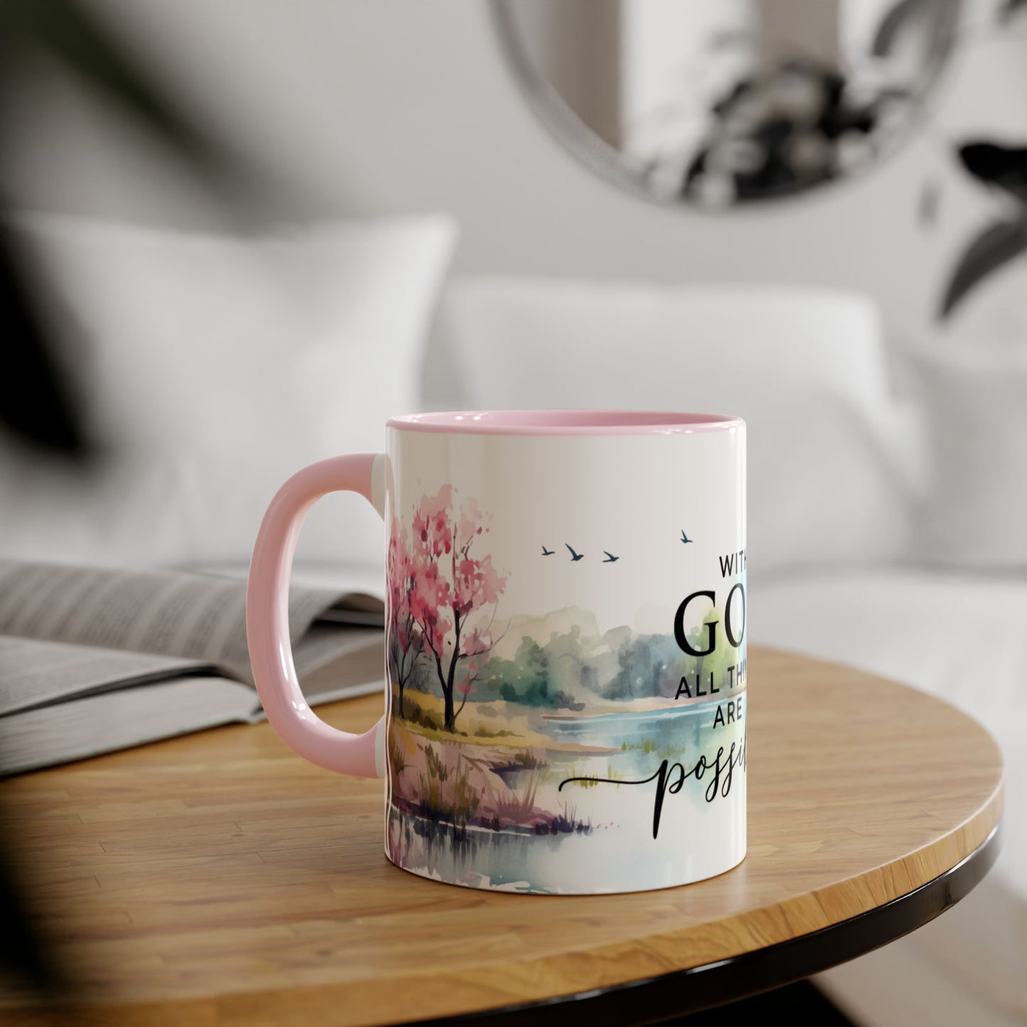 With God All Things Are Possible | Accent Mug (Small) (Pink).