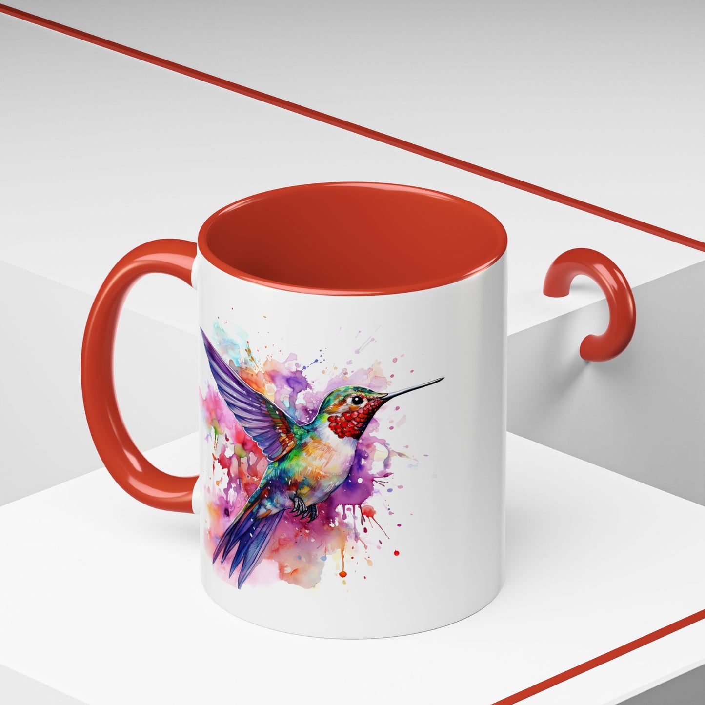 Hummingbird · Personalize It! With Your Name | Accent Mug (Small/Medium) (Black, Light Blue, Navy, Orange, Pink, Purple, Red, Yellow)