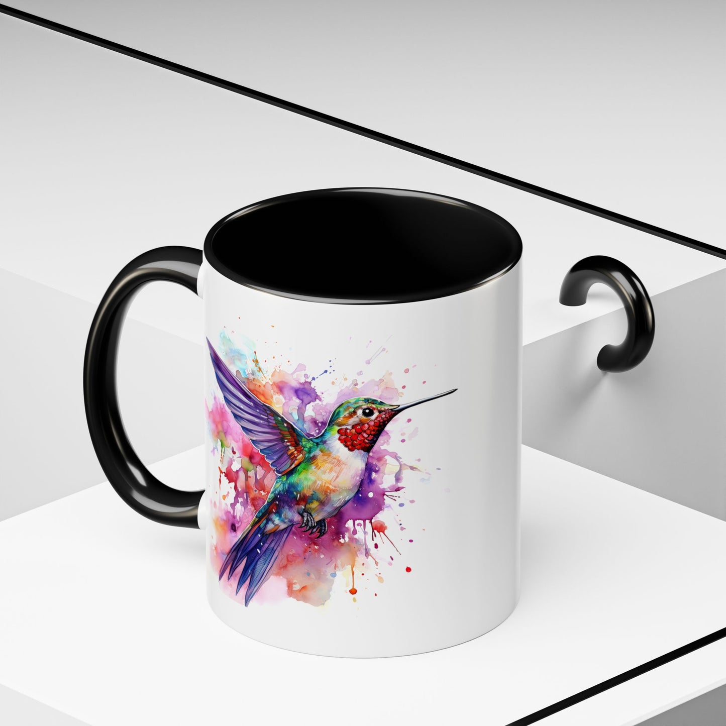 Hummingbird · Personalize It! With Your Name | Accent Mug (Small/Medium) (Black, Light Blue, Navy, Orange, Pink, Purple, Red, Yellow)