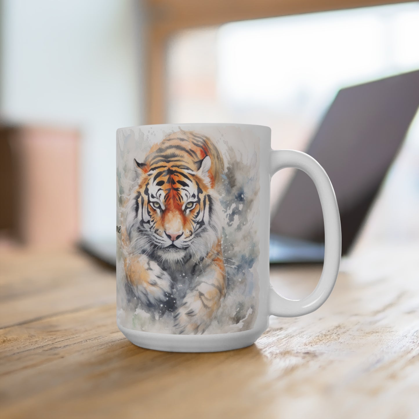 Twin Mystic Tigers: Personalize It! Your Name, Your Font | Ceramic Mug (Medium)