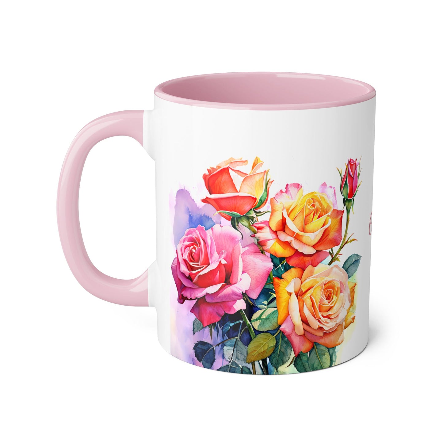 Roses Pink and Yellow: Personalize It! Your Name in Your Font Color | Accent Mug (Small)