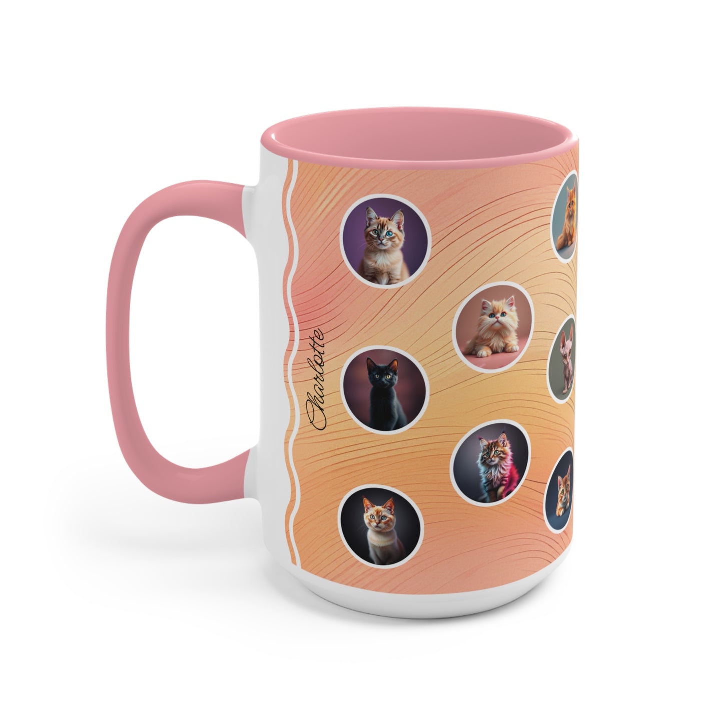 Catmosphere en Pêche: Personalize It! Your Name | Accent Mugs (Medium) (Pink)