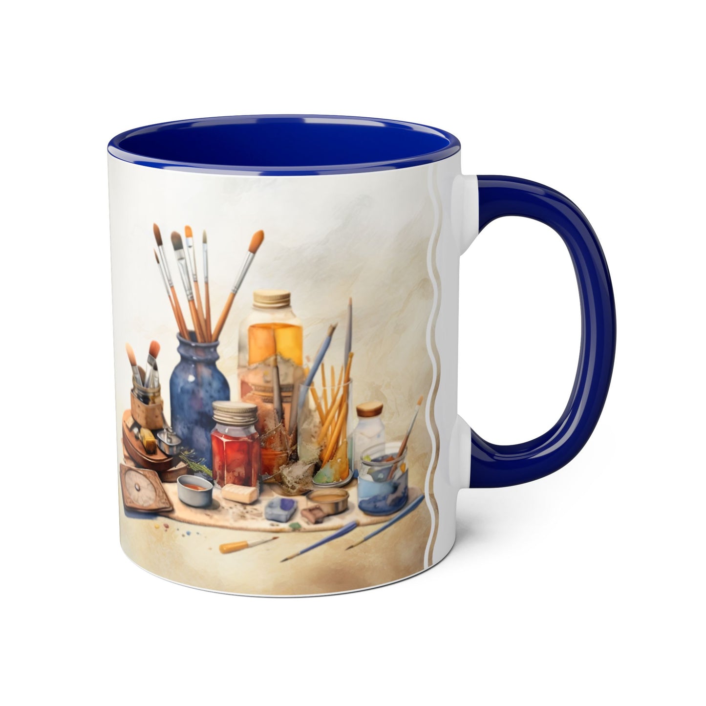 Artist's Painting Tools, Personalize It! Your Name, Accent Mug (Small) (Black/Light Green/Pink/Navy Blue/Red/Yellow)