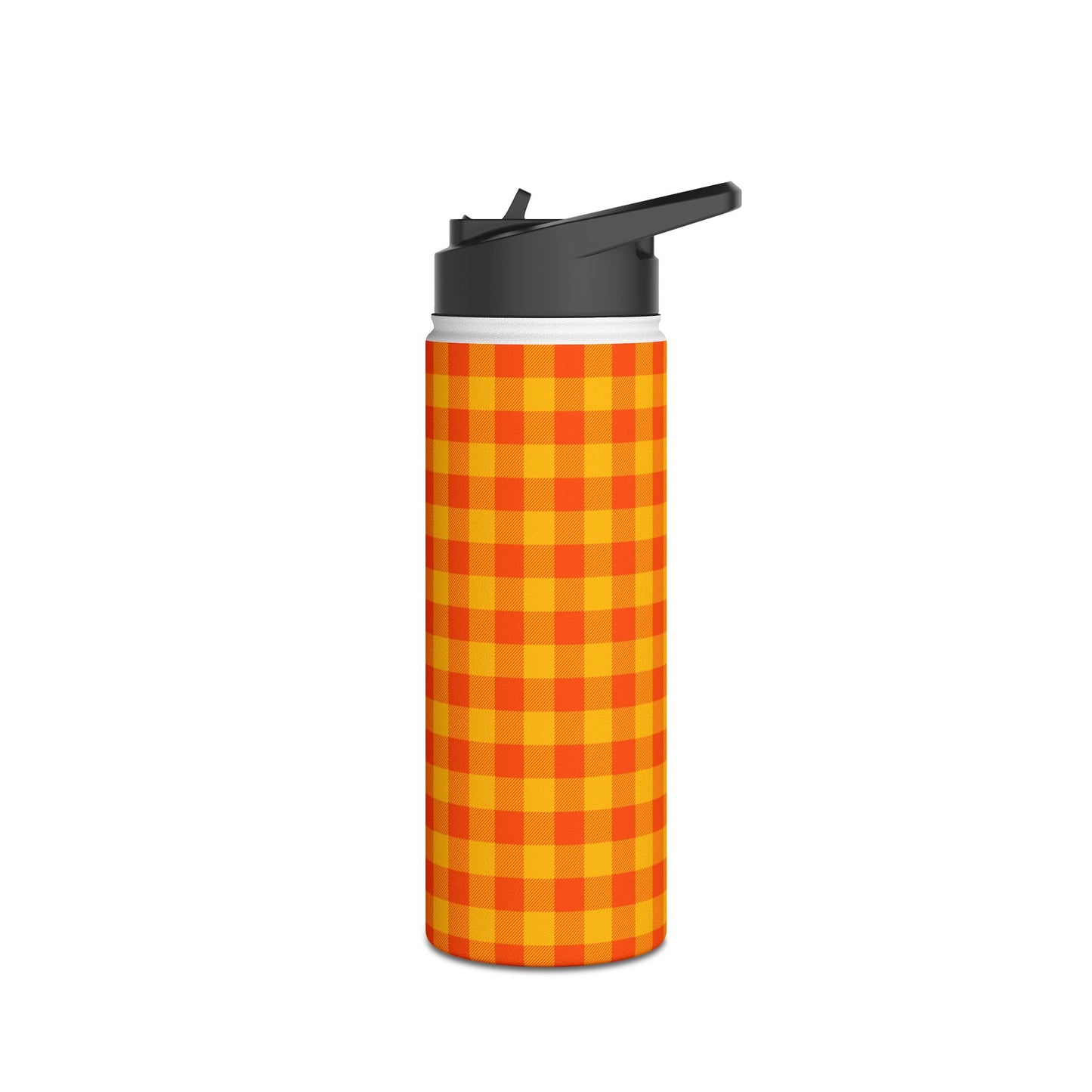 Orange Checks | Stainless Steel Water Bottle Standard Lid (Small/Medium)