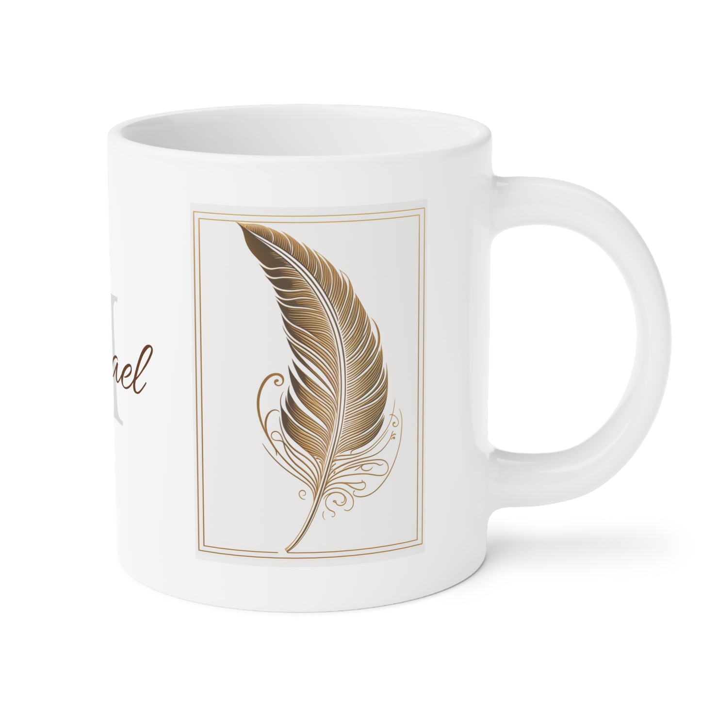 Golden Feather · Personalize It! Your Name | Ceramic Mug (Small/Medium/Large).