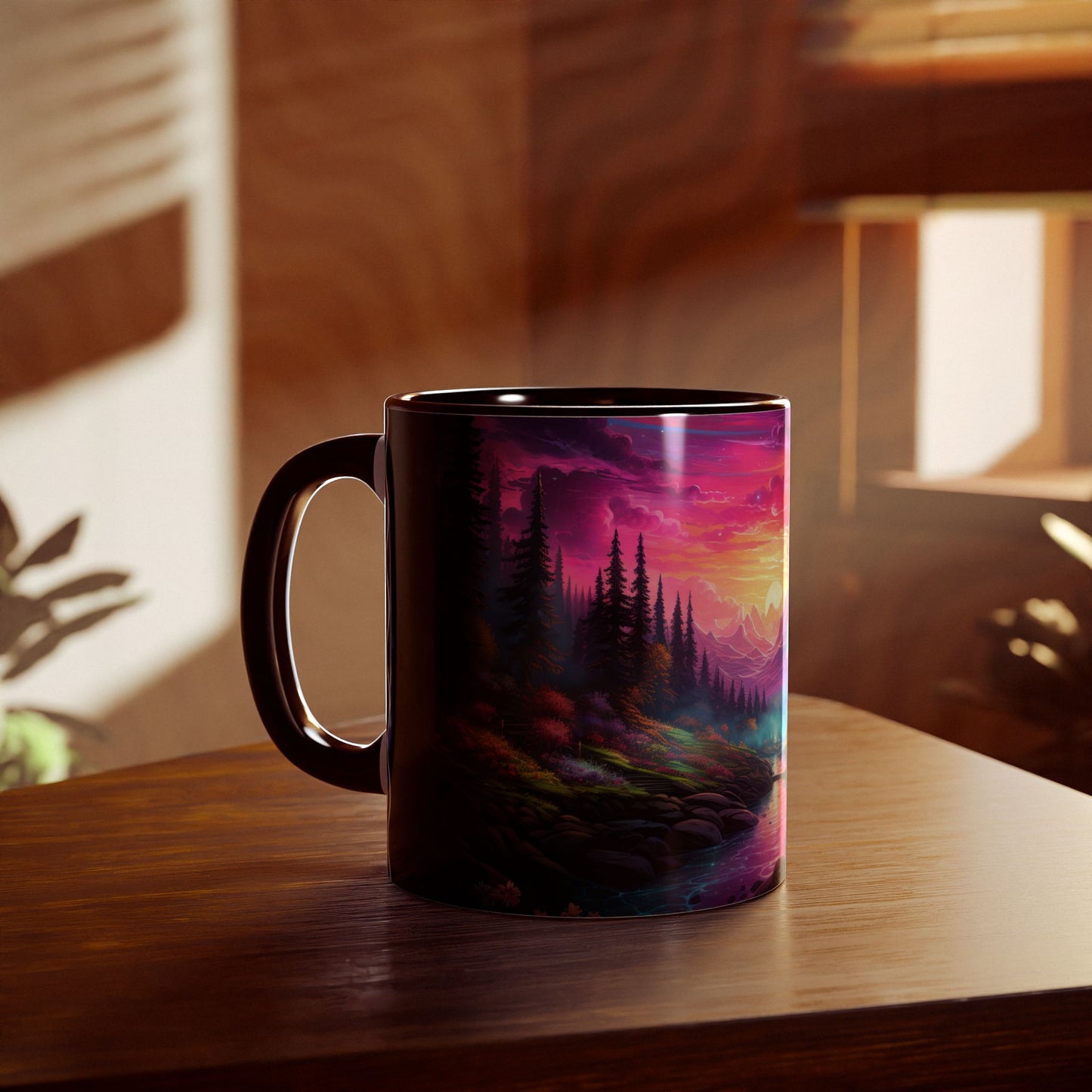 Ethereal Twilight Valley: Personalize It! Your Name, Your Font | Accent Mug (Small) (Black/Blue/Red)