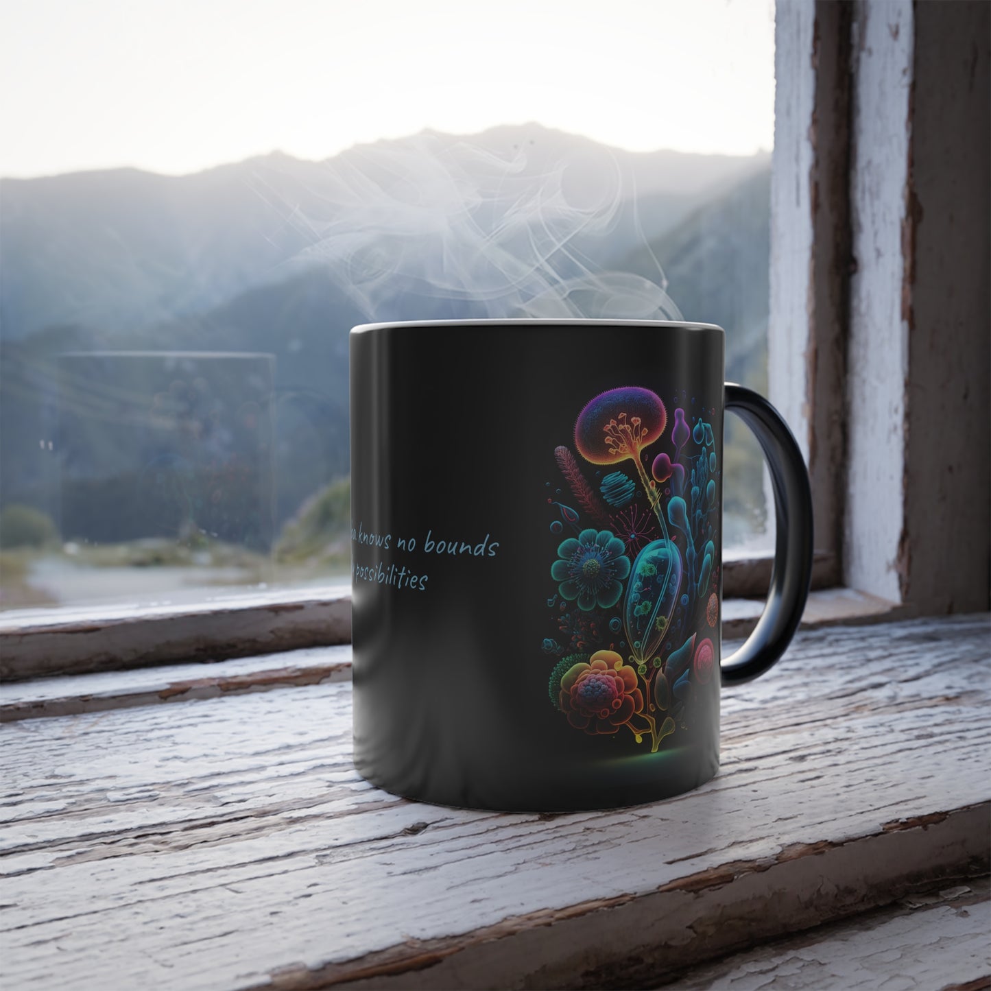 Luminescent Floral Amoeba · Customize It! Your Text or Quote | Magic Mug (Small)