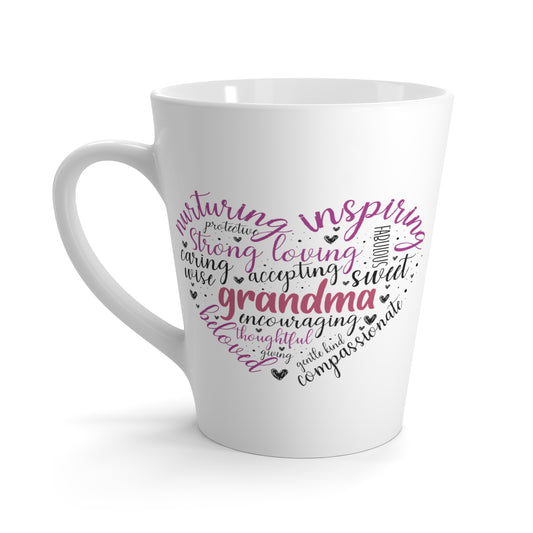 Heart of Words About Grandma, Latte Mug