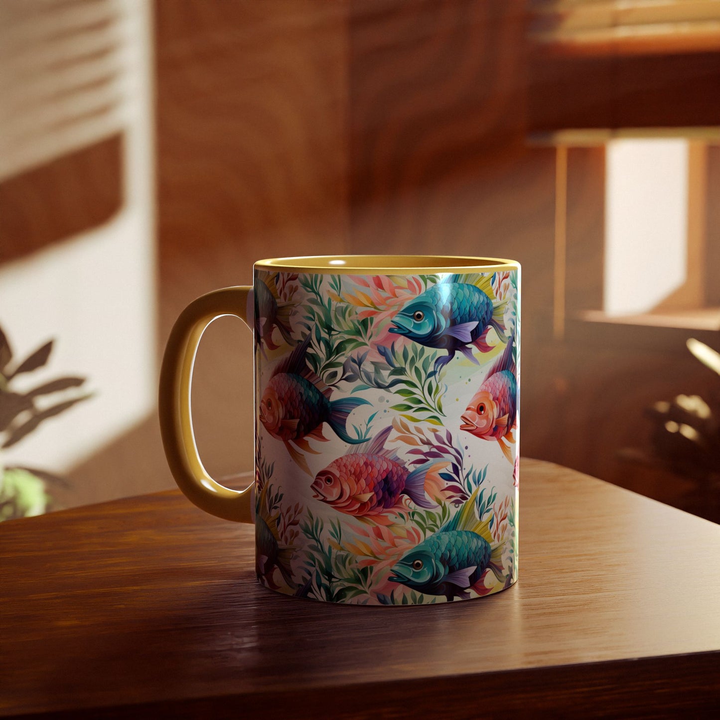 Fish Garden | Accent Mug (Small) (Light Green/Red/Yellow).