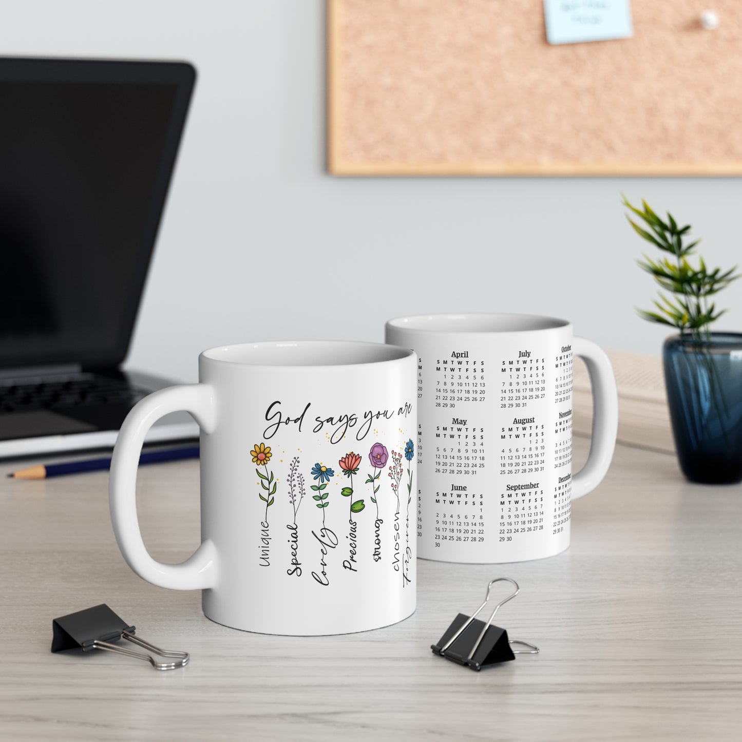 God Says You Are (Flowers), 2 Year Calendar 2024 to 2025, Ceramic Mug (Small)