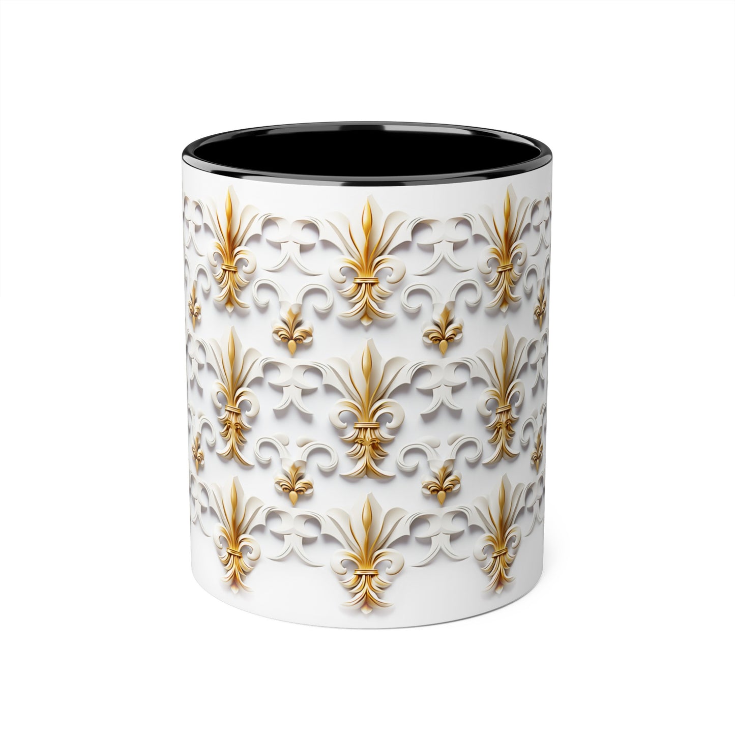 Fleur de Lys in 3D, Accent Mug (Small) (Black/Blue/Red/Yellow)