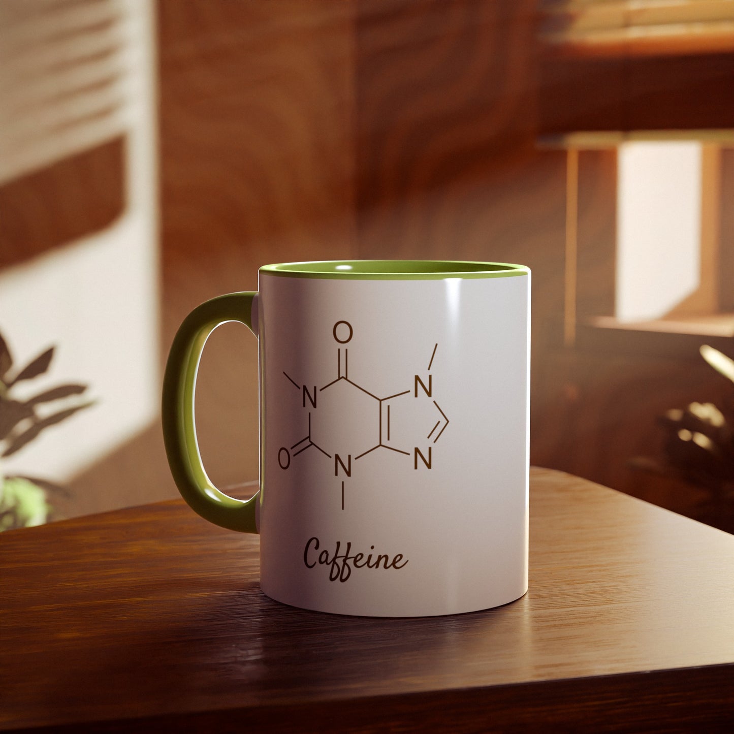 Caffeine Chemical Formula, Accent Mug (Small) (Light Green/Red)