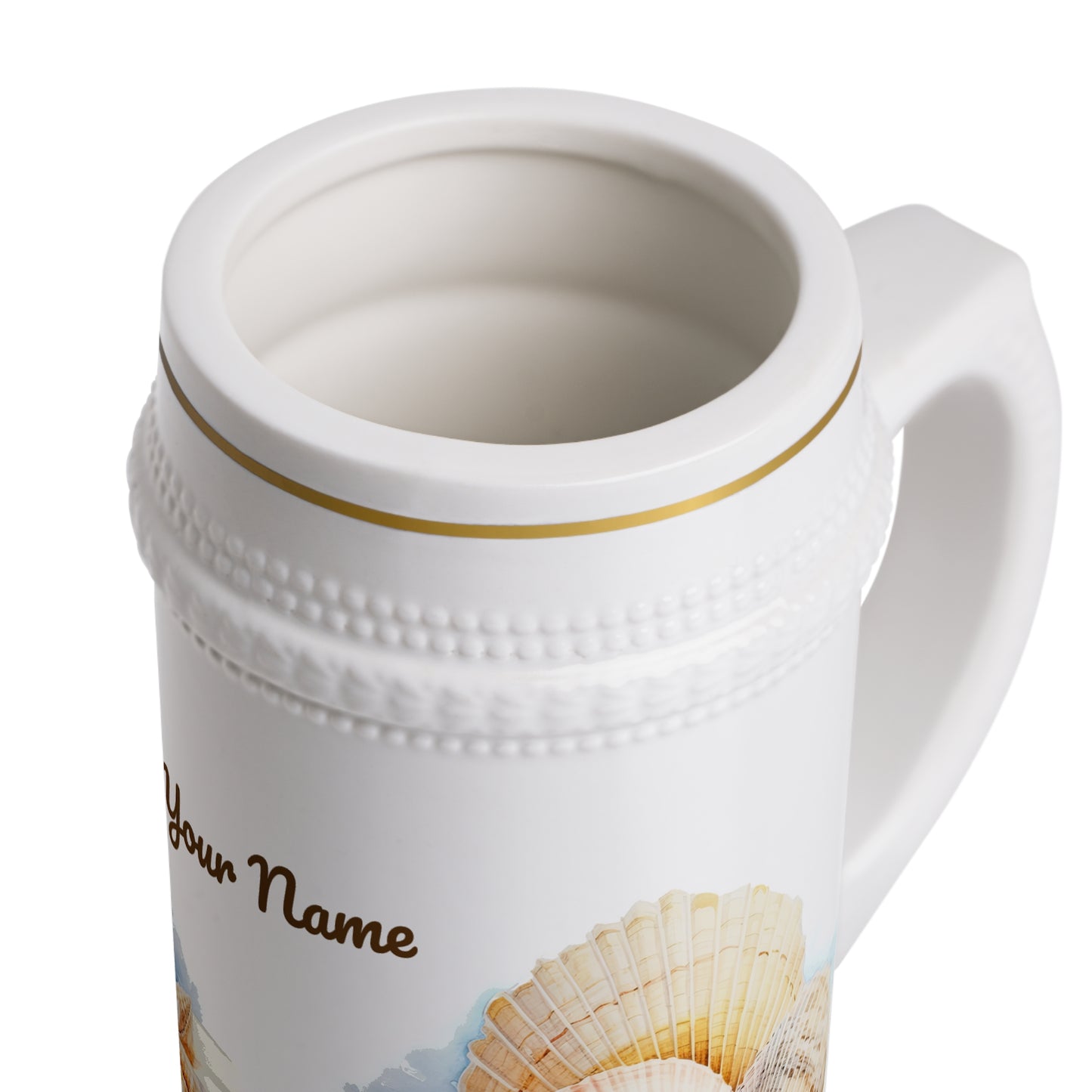 Serene Seashells Watercolor Art · Personalize It! Your Name, Font and Color | Stein Mug