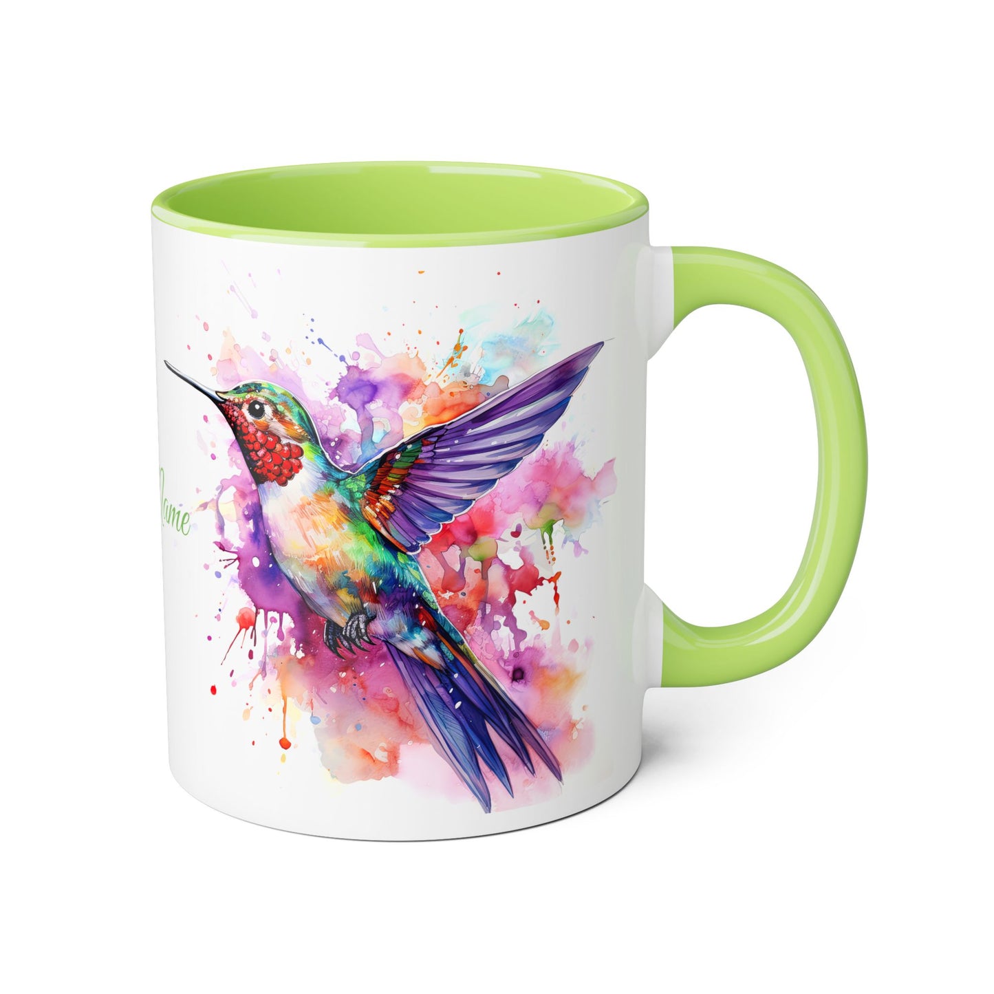 Hummingbird · Personalize It! With Your Name | Accent Mug (Small) (Black/Blue/Light Green/Pink/Red/Yellow).